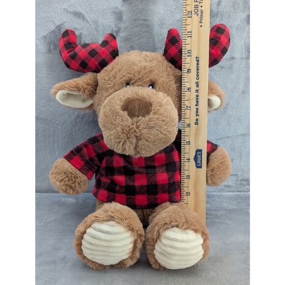 Spark Create Imagine Moose Red Black Plaid 15" Plush with a Rattle SOOO SOFT!!! - Picture 2 of 6